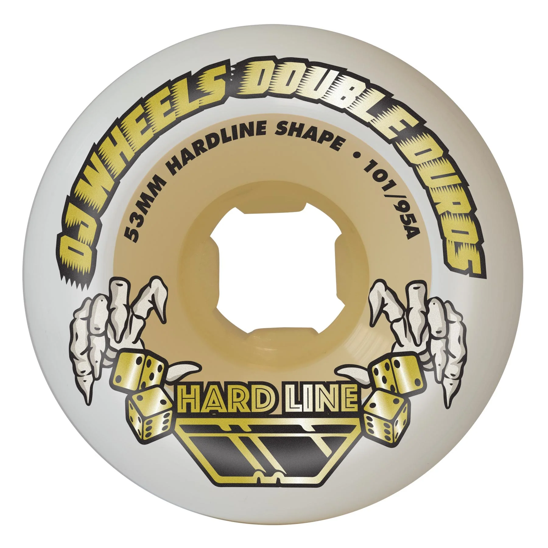 53mm Double Duro White Gum Hardline 101a/95a OJ Skateboard Wheels