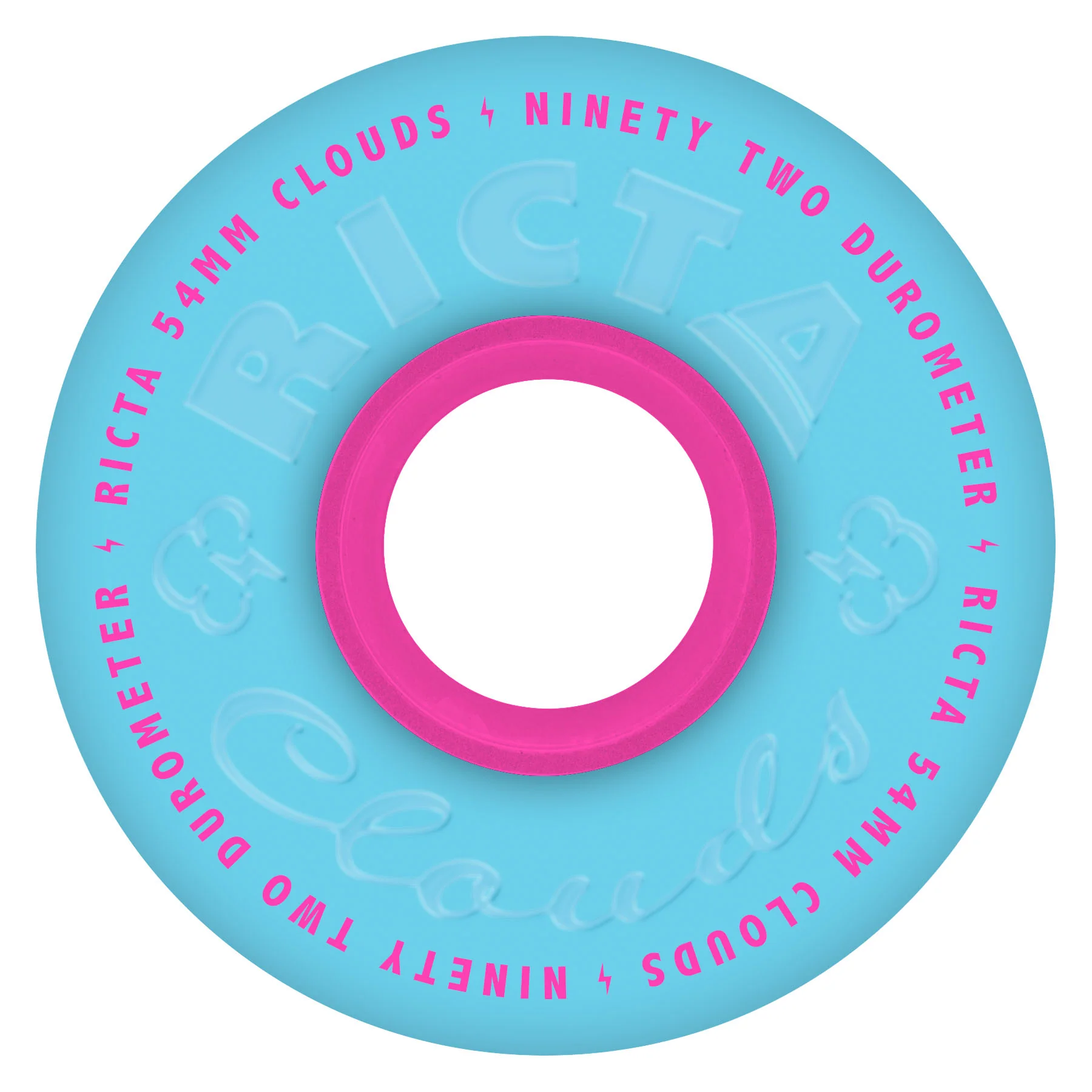 54mm Clouds Blue/Pink 92a Ricta Skateboard Wheels