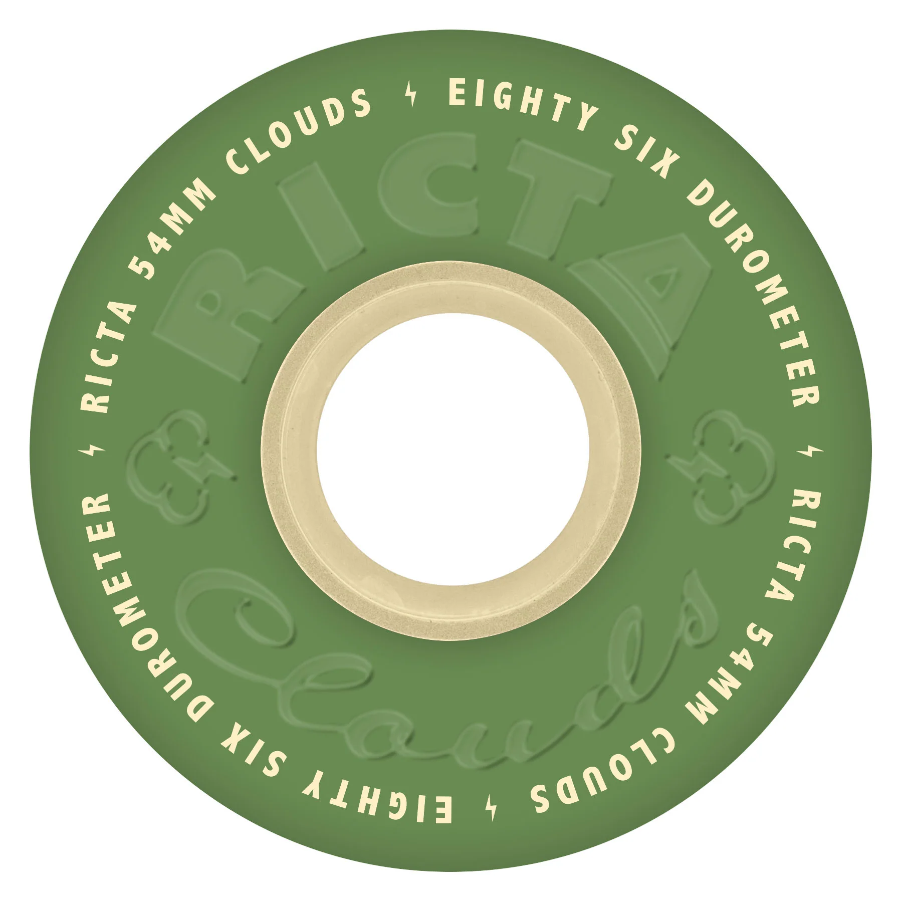 54mm Clouds Green/Natural 86a Ricta Skateboard Wheels