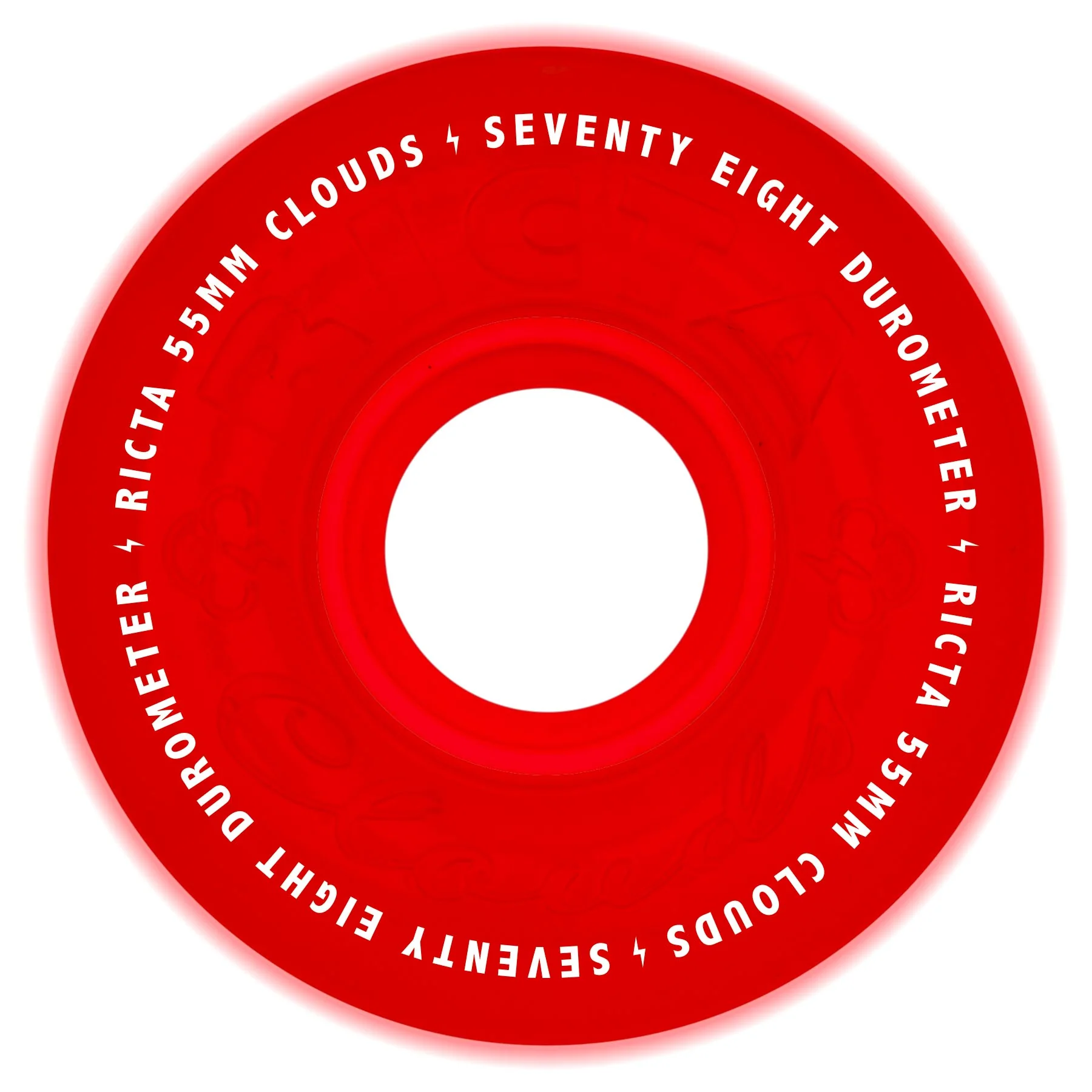 55mm Clouds Red Glow In The Dark 78a Ricta Skateboard Wheels - Image 3