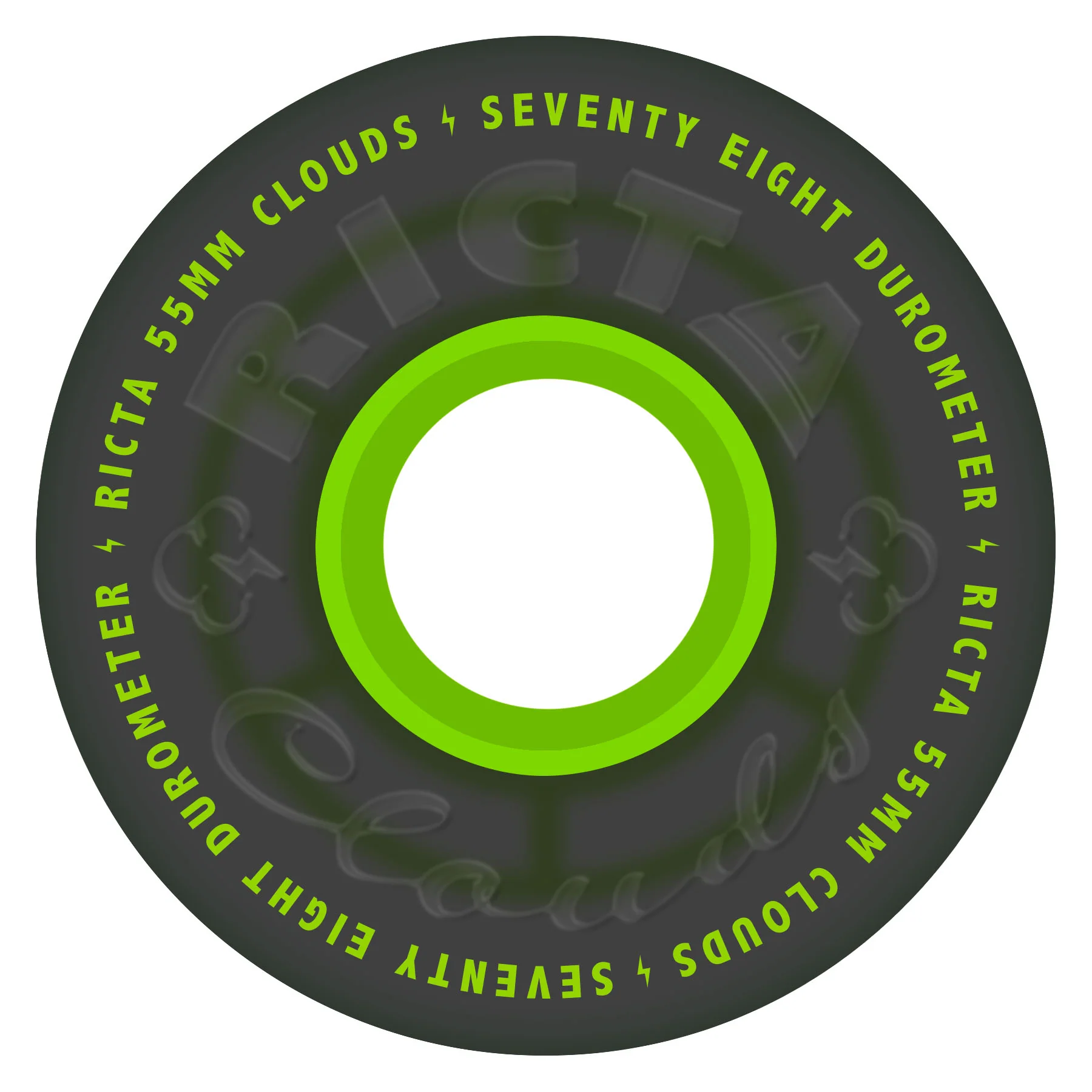 55mm Clouds Transparent Black/Green 78a Ricta Skateboard Wheels