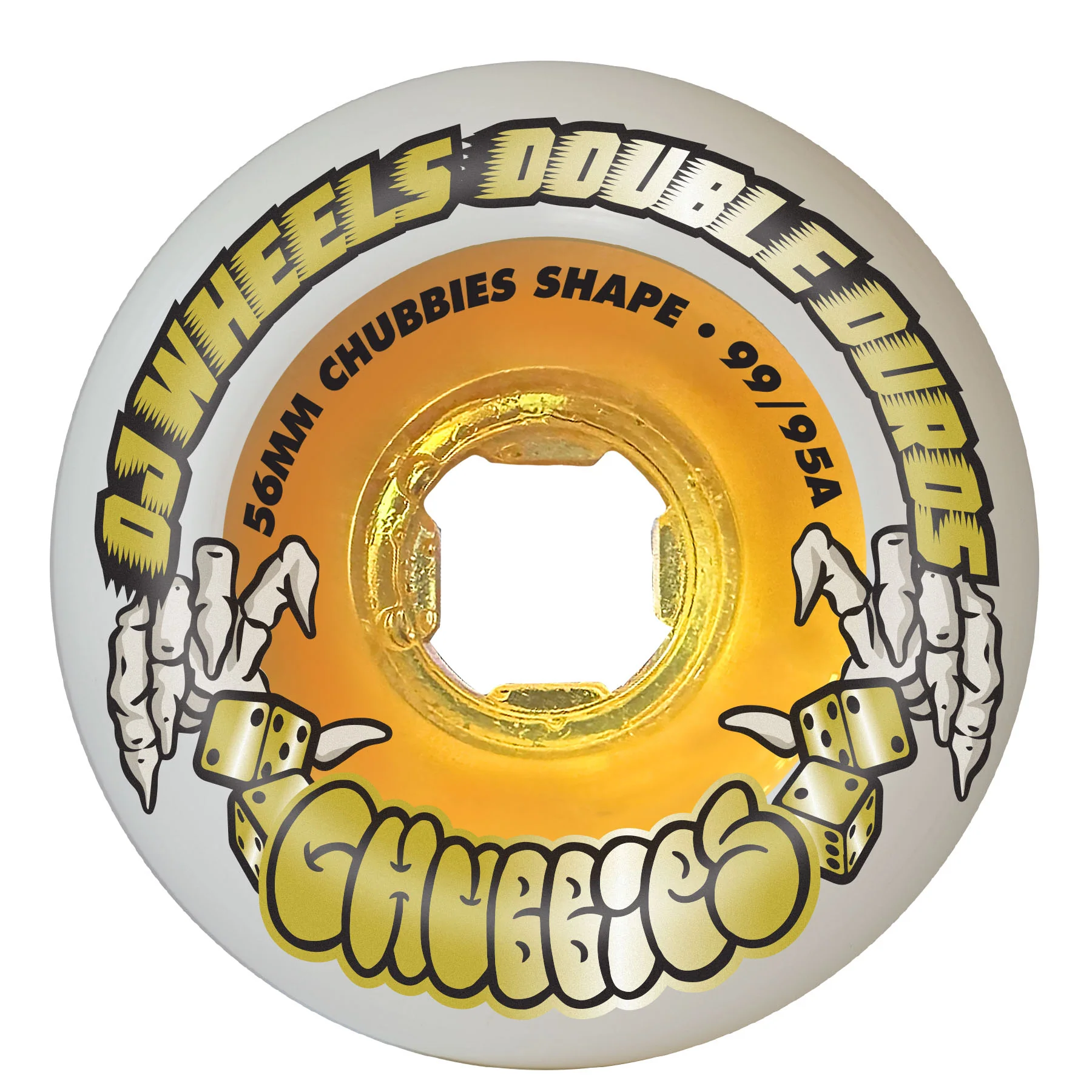 56mm Double Duro White Gold Chubbies 99a/95a OJ Skateboard Wheels