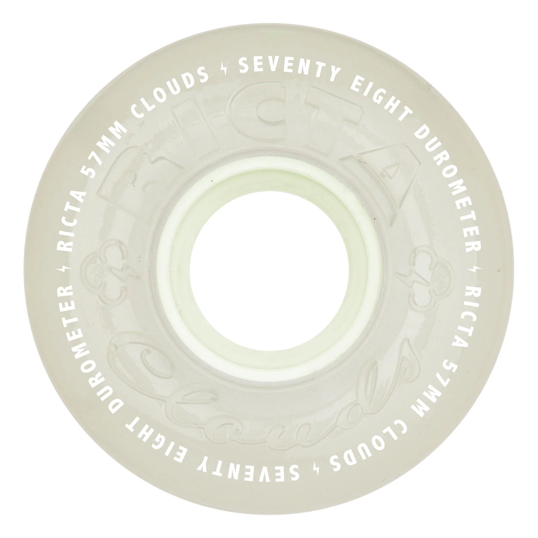 57mm Clouds Aqua Glow In The Dark 78a Ricta Skateboard Wheels - Image 2