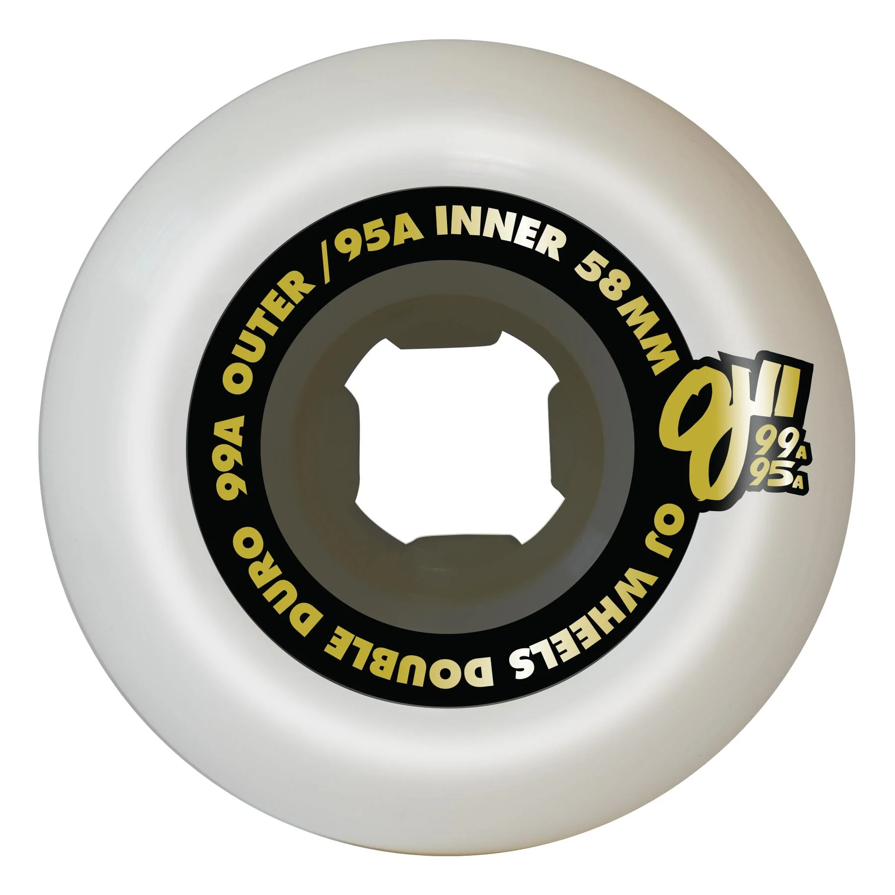 58mm Double Duro White Black Mini Combo 99a/95a OJ Skateboard Wheels - Image 2