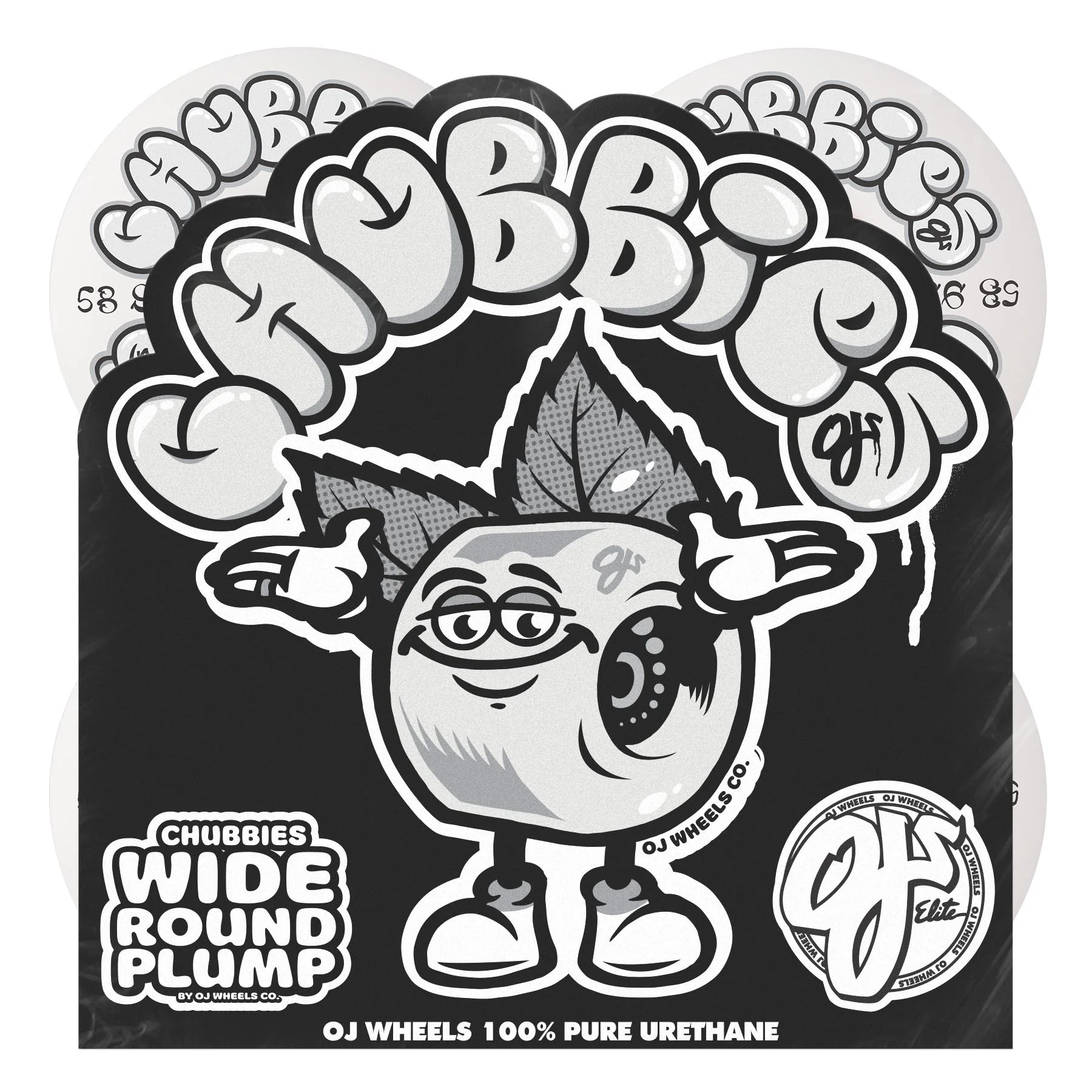 58mm Throw Ups Chubbies 99a OJ Skateboard Wheels - Image 4