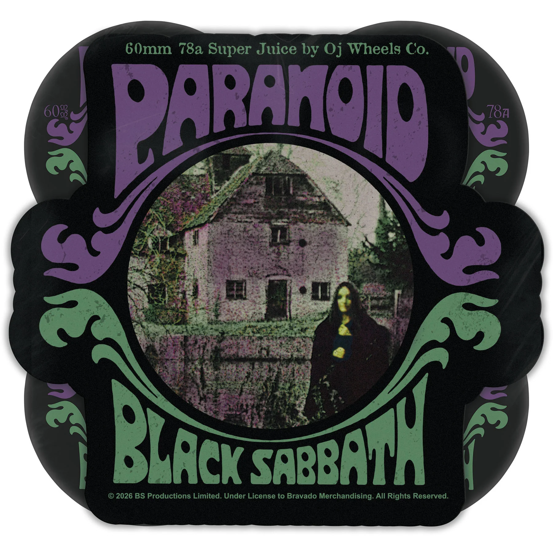 60mm Black Sabbath Paranoid Super Juice 78a OJ Skateboard Wheels - Image 4