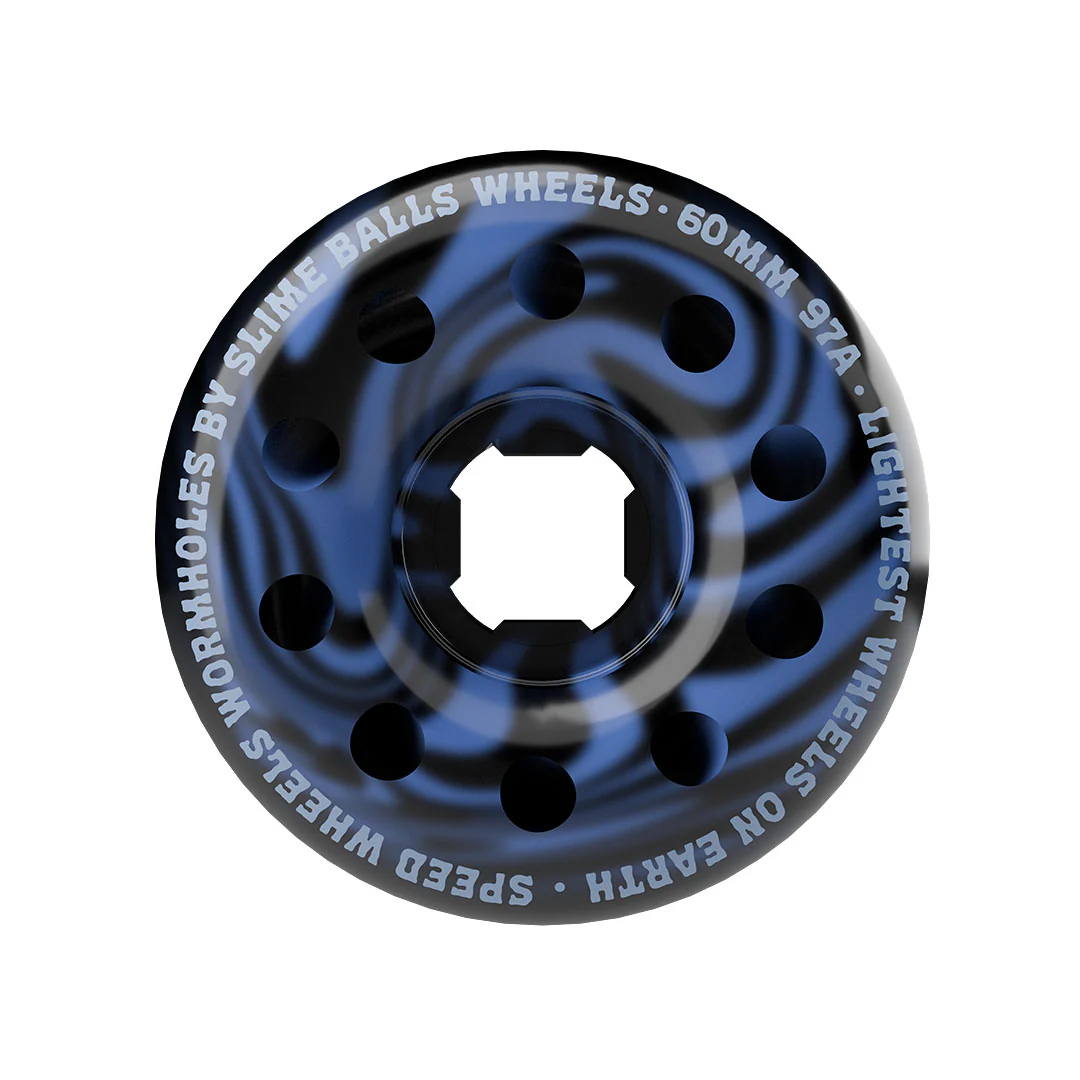 60mm Blue / Black Swirl Worm Holes 97a Slime Balls Skateboard Wheels - Image 3