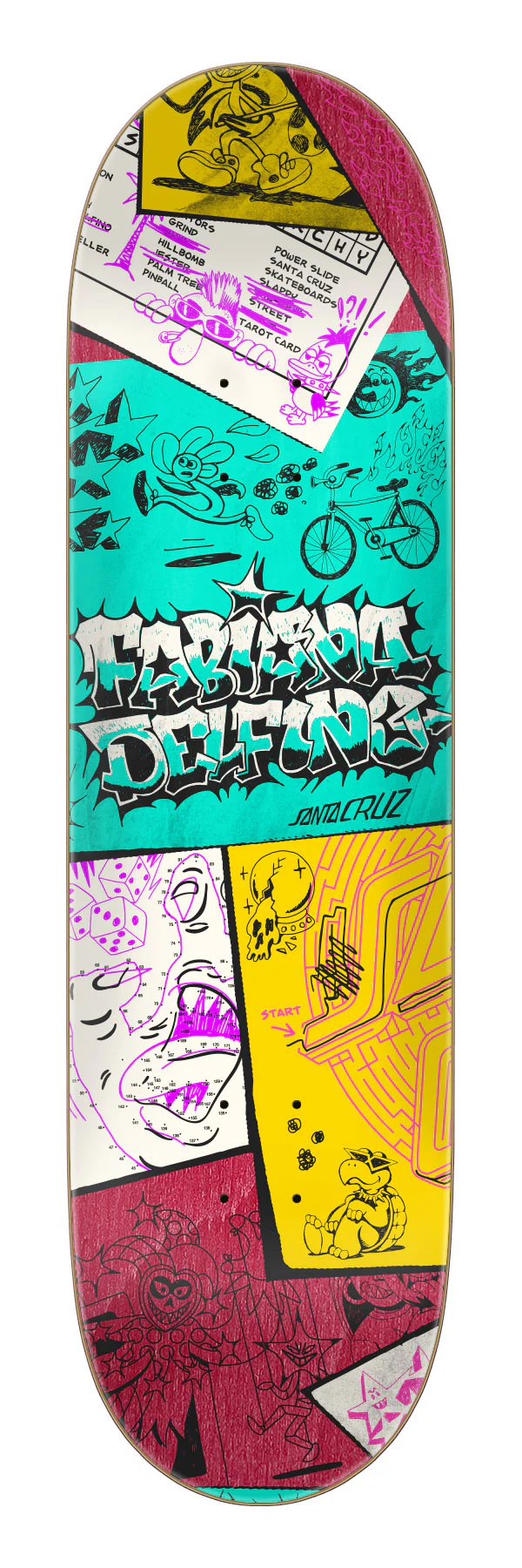 8.25in Fabiano Delfino Scribble Santa Cruz FeelBase Skateboard Deck