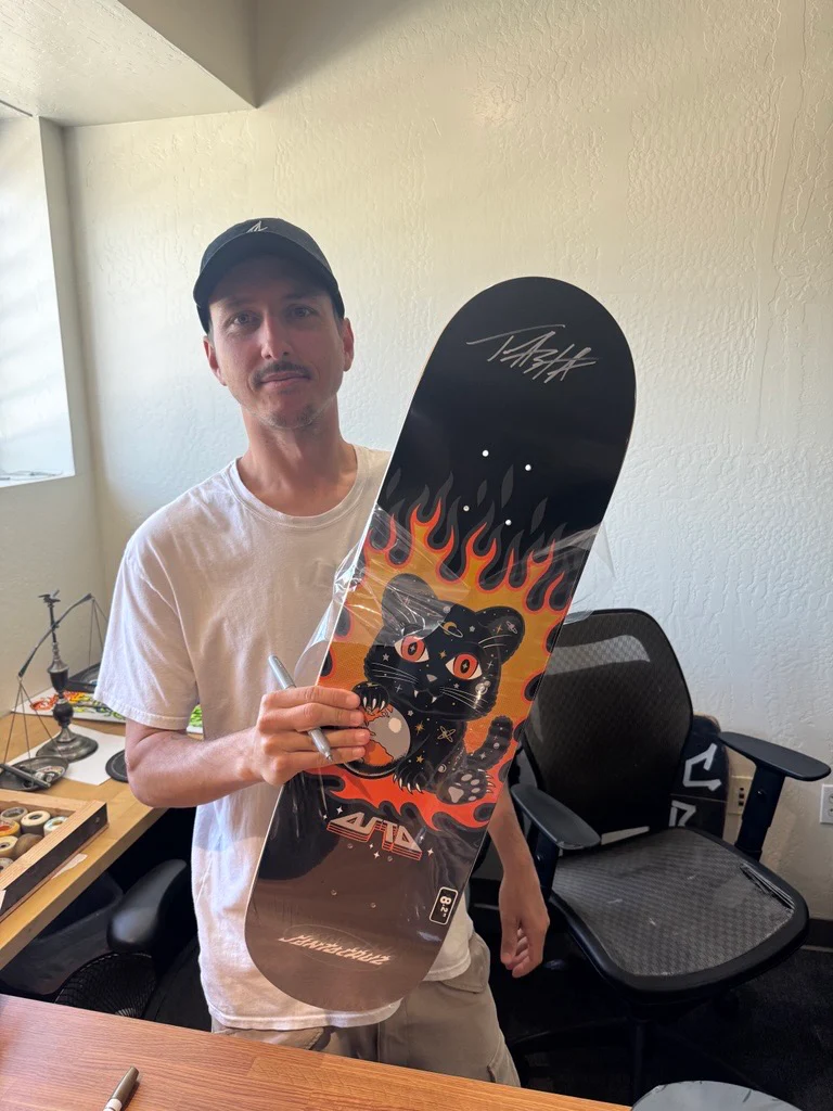 Signed 8.2in Tom Asta Space Kitten Santa Cruz Skateboard Deck
