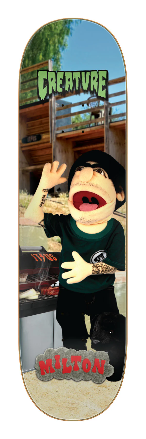 Signed 8.6in Milton Martinez Fuzzy Fiends Creature Skateboard Deck - Image 2