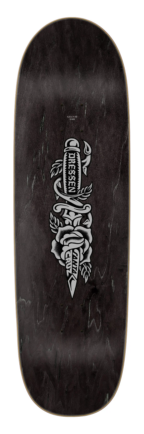 9.25in Eric Dressen Rose Dagger Santa Cruz Shaped Skateboard Deck - Image 2