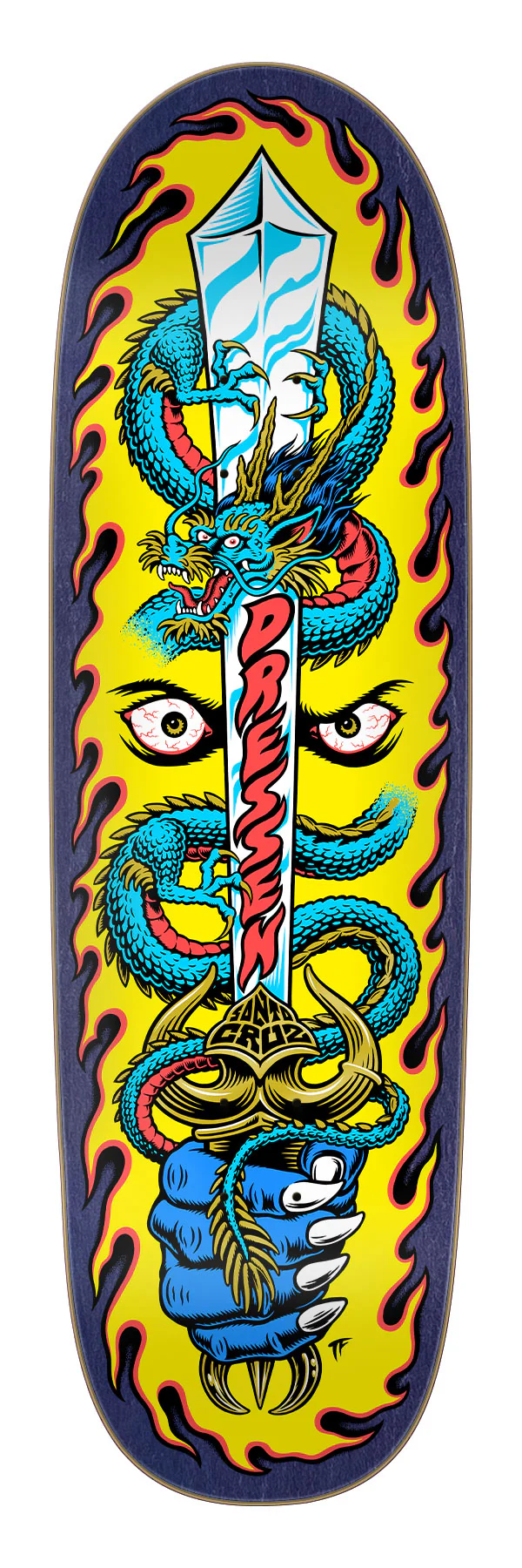 9.25in Dressen Sword Santa Cruz Shaped Skateboard Deck