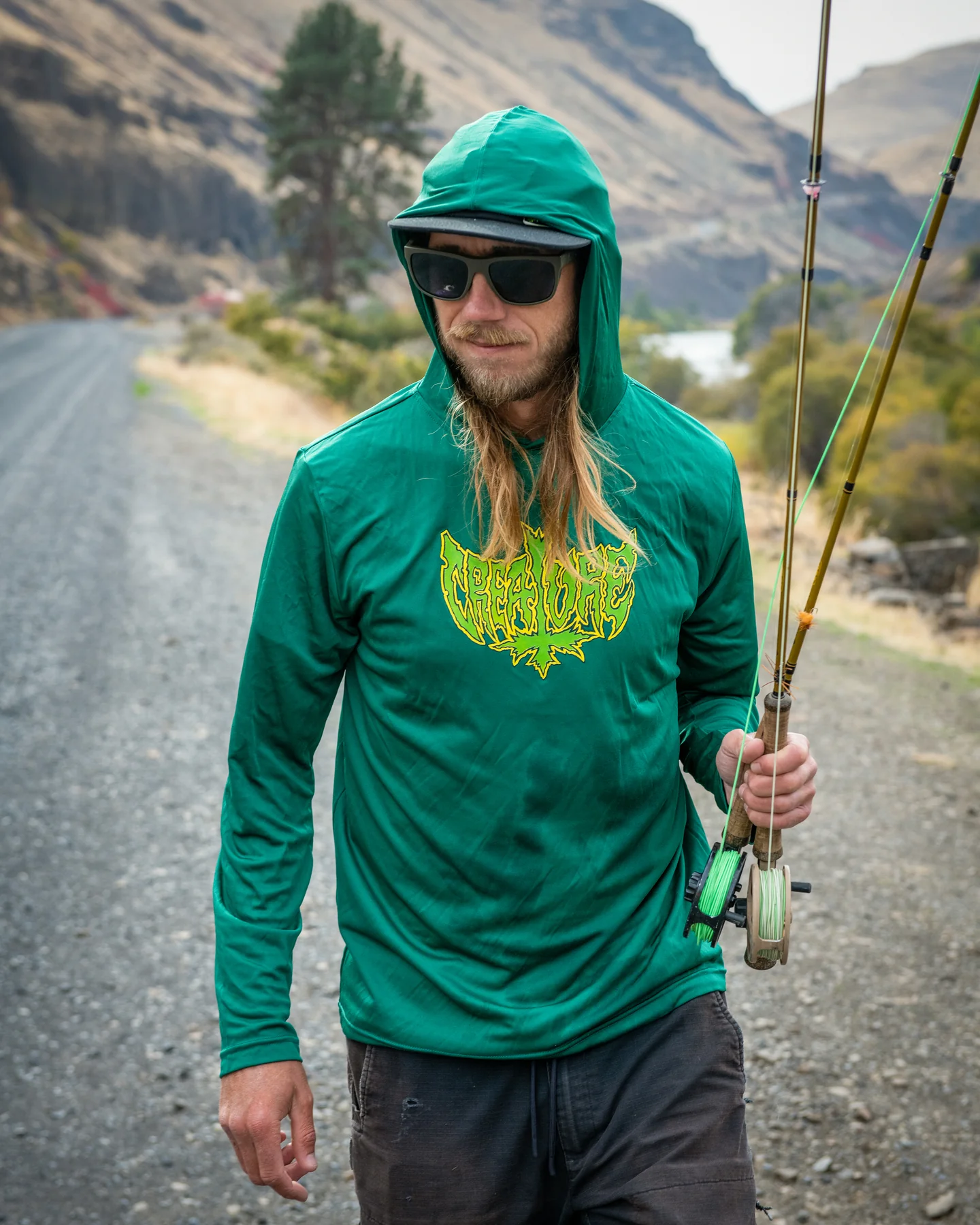 Gravette Hippie Skull Creature Longsleeve Hooded Sun T-Shirt - Image 4