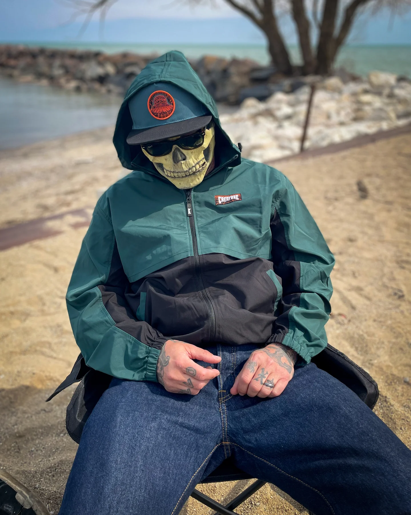 Lost At Sea Mens Creature Packable Windbreaker - Image 7