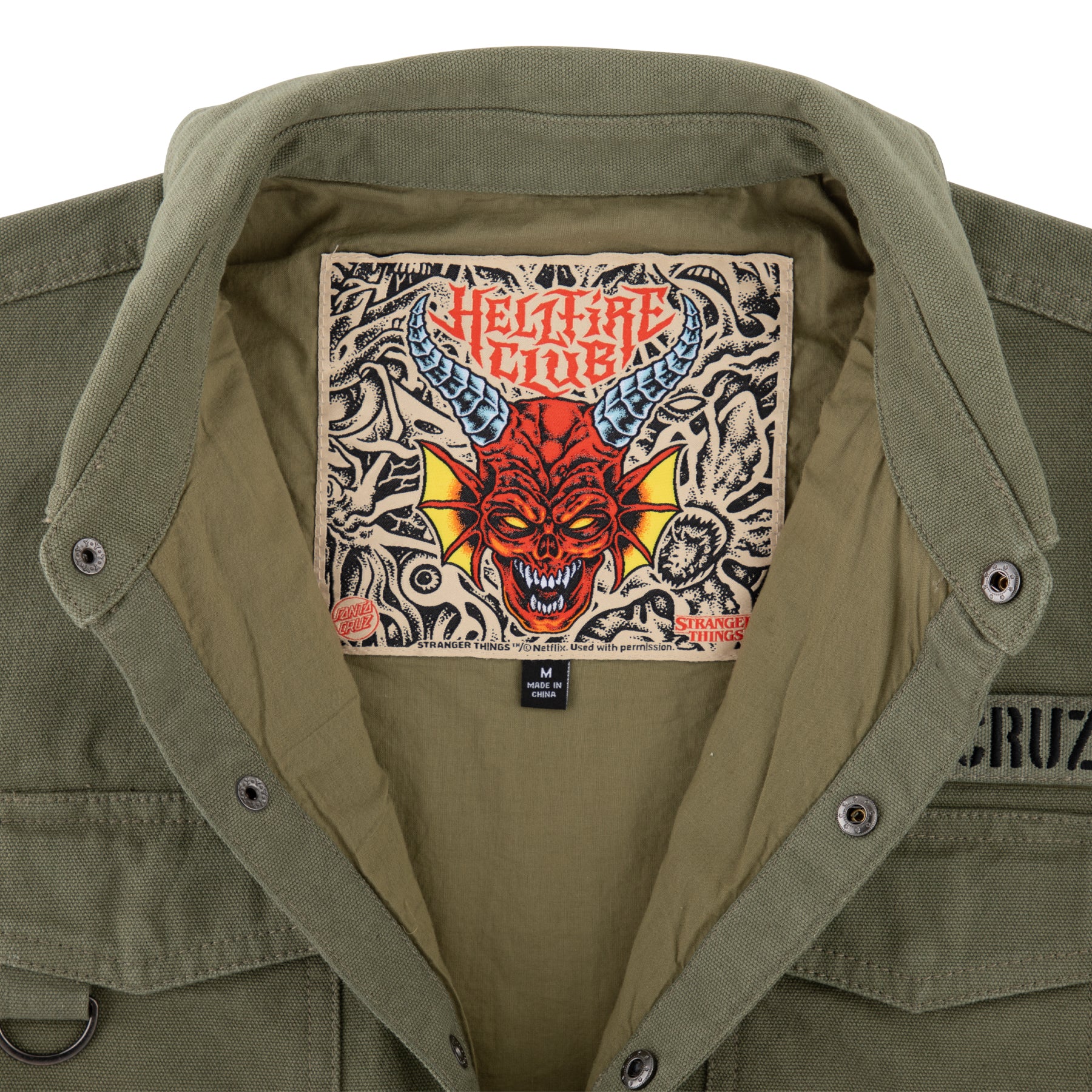 Stranger Things Crawl Mens Santa Cruz Military Jacket - Image 7