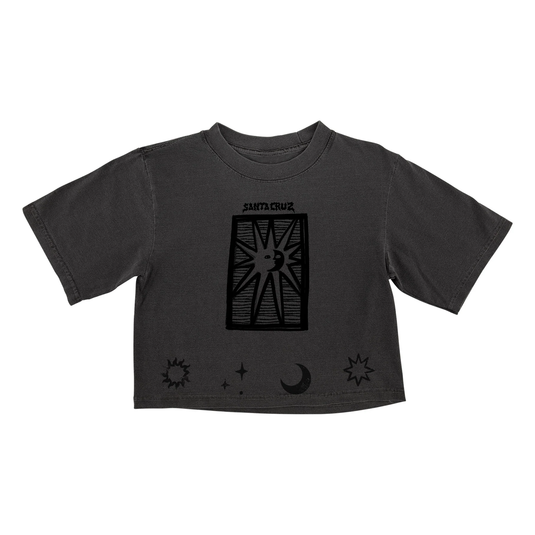 Sun Stamp Front Womens Santa Cruz Crop T-Shirt - Image 3